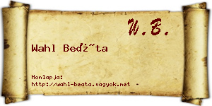Wahl Beáta névjegykártya